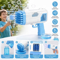 Electric Bubble Gun 36 Holes – Automatic Bubble Blaster Gun for Kids