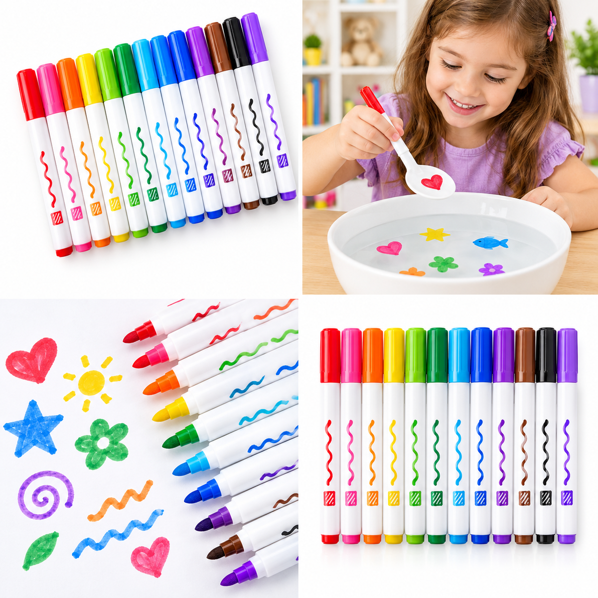 Magical Water Floating Pens – 12 Pack | Floating Dry Erase Markers for Kids